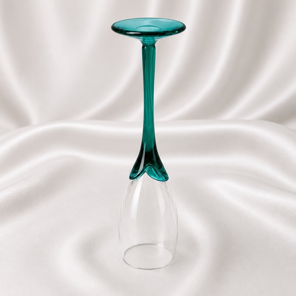 Libbey Domaine Juniper Green Champagne Flutes Set of 4 Green Stem 9.75 inch - Picture 5 of 16